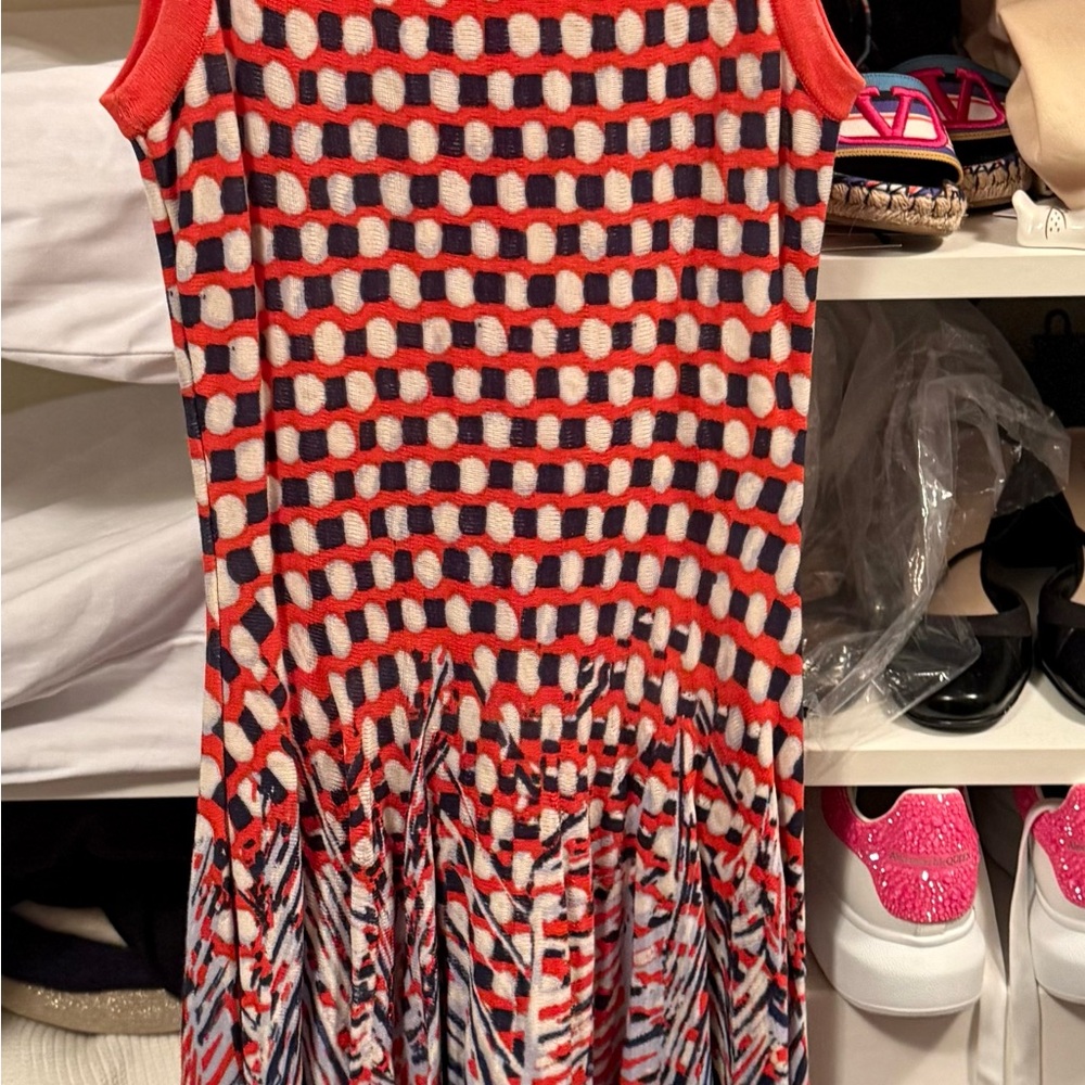 NIC+ZOE Red and Blue Patterned Midi Dress
